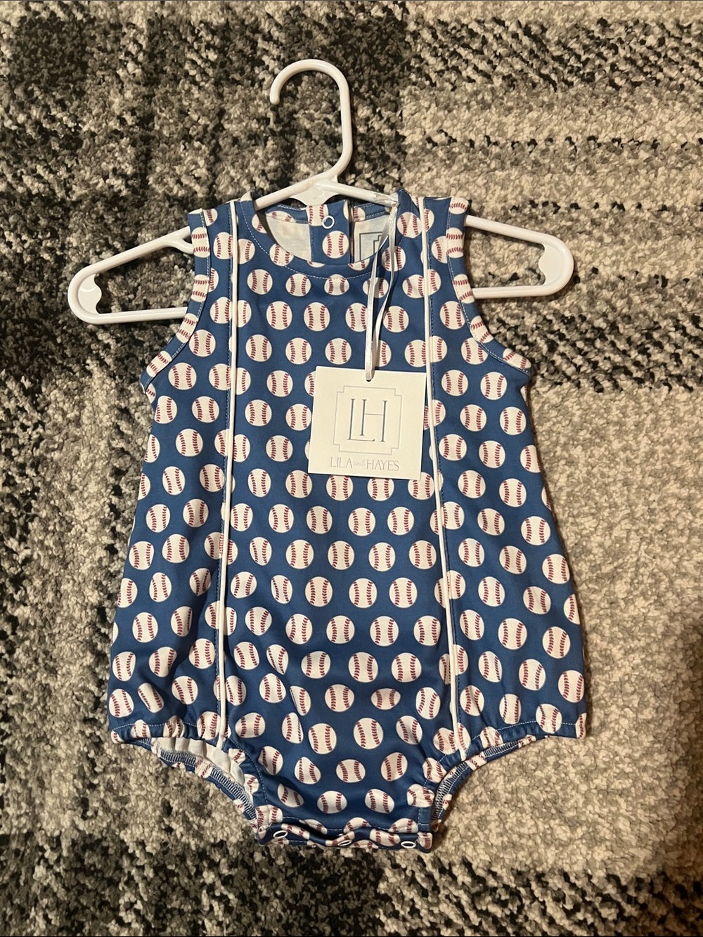 Lila and Hayes Baseball Bubble Romper NWT